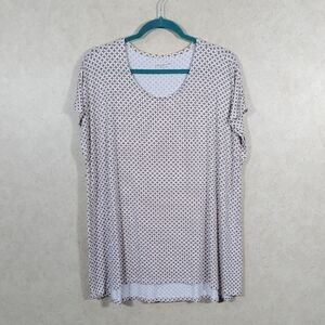 2/$10 04184 Coldwater Creek tan & white jersey knit cap sleeve top XL NEW